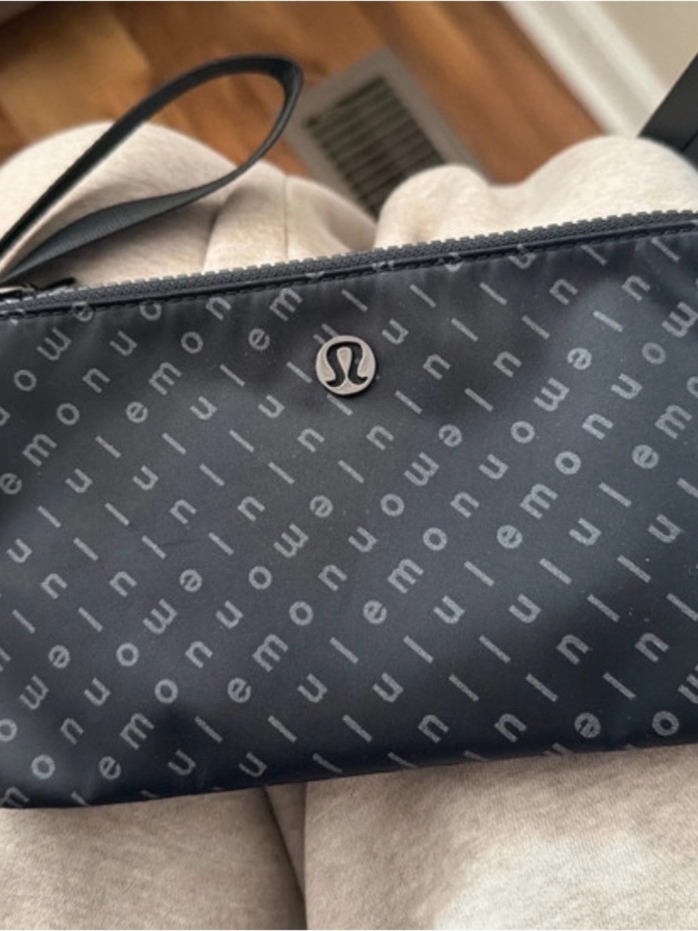 lululemon athletica Black Logo-Print Wristlet Pouch